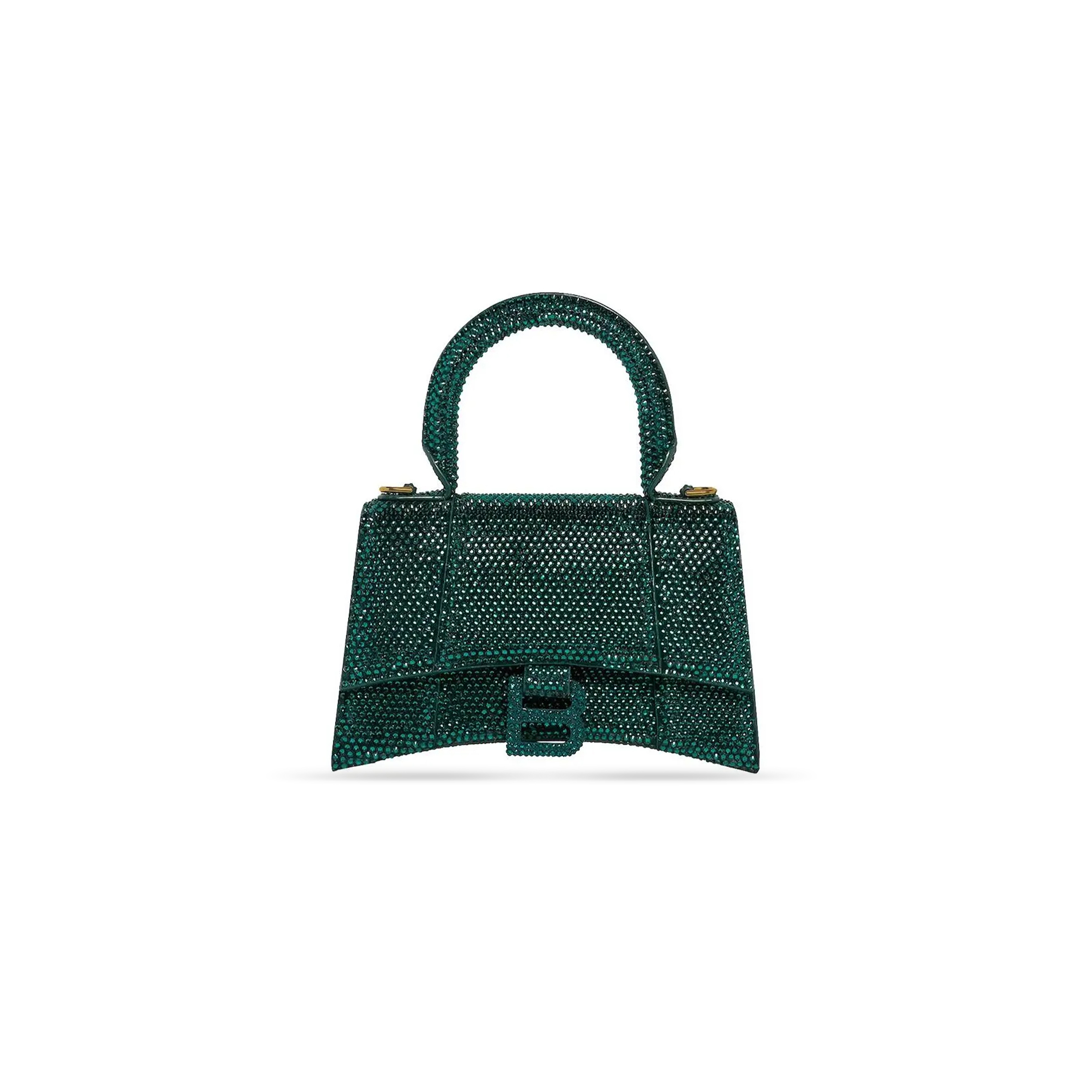 BALENCIAGA WOMEN'S HOURGLASS HANDBAG XS  WITH RHINESTONES GREEN 59283328D0M3609 (18.8*13*7.9cm)